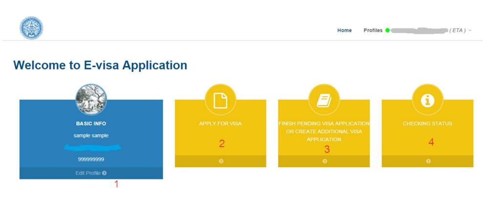 泰国电子签证办理主菜单介绍